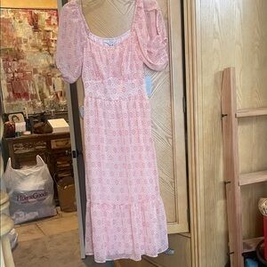 Collective concepts peach pattern midi dress size small